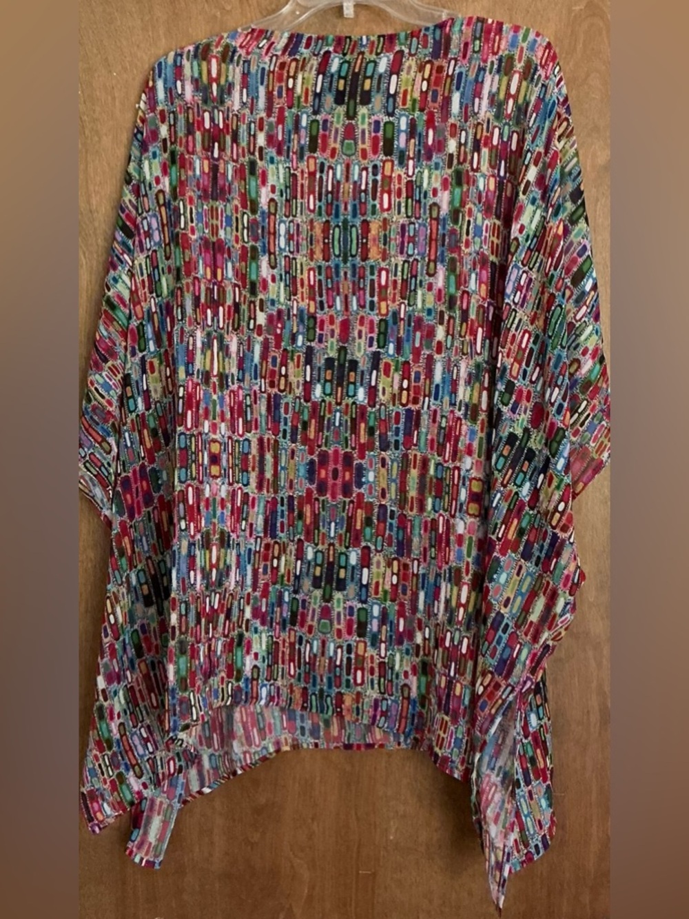 Ali Miles Geometric Flowy Sheer Top With Attached Pink Cami Tank Womens Size 2X - Picture 3 of 10